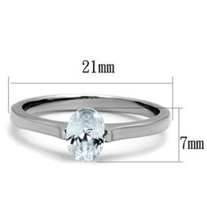 Marimor Jewelry Women's Stainless Steel AAA Grade Cubic Zirconia Engagement Ring Size 8