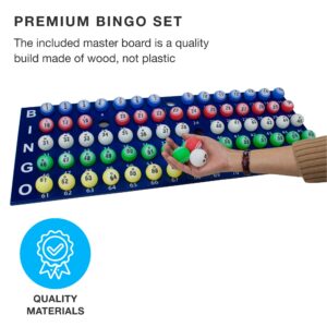 Royal Bingo Supplies Showstopper 19-inch XL Bingo Game - 1.5" Large Print Bingo Balls with Cage, Wood Master Board - Premium Bingo Set for Large Groups - Lottery Ball Machine Bingo Kit