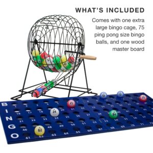 Royal Bingo Supplies Showstopper 19-inch XL Bingo Game - 1.5" Large Print Bingo Balls with Cage, Wood Master Board - Premium Bingo Set for Large Groups - Lottery Ball Machine Bingo Kit