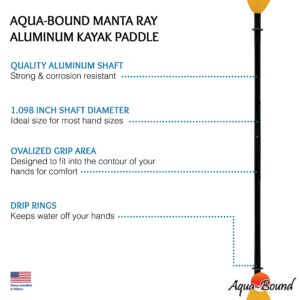 AQUA BOUND Manta Ray Aluminum 2-Piece Snap-Button Kayak Paddle