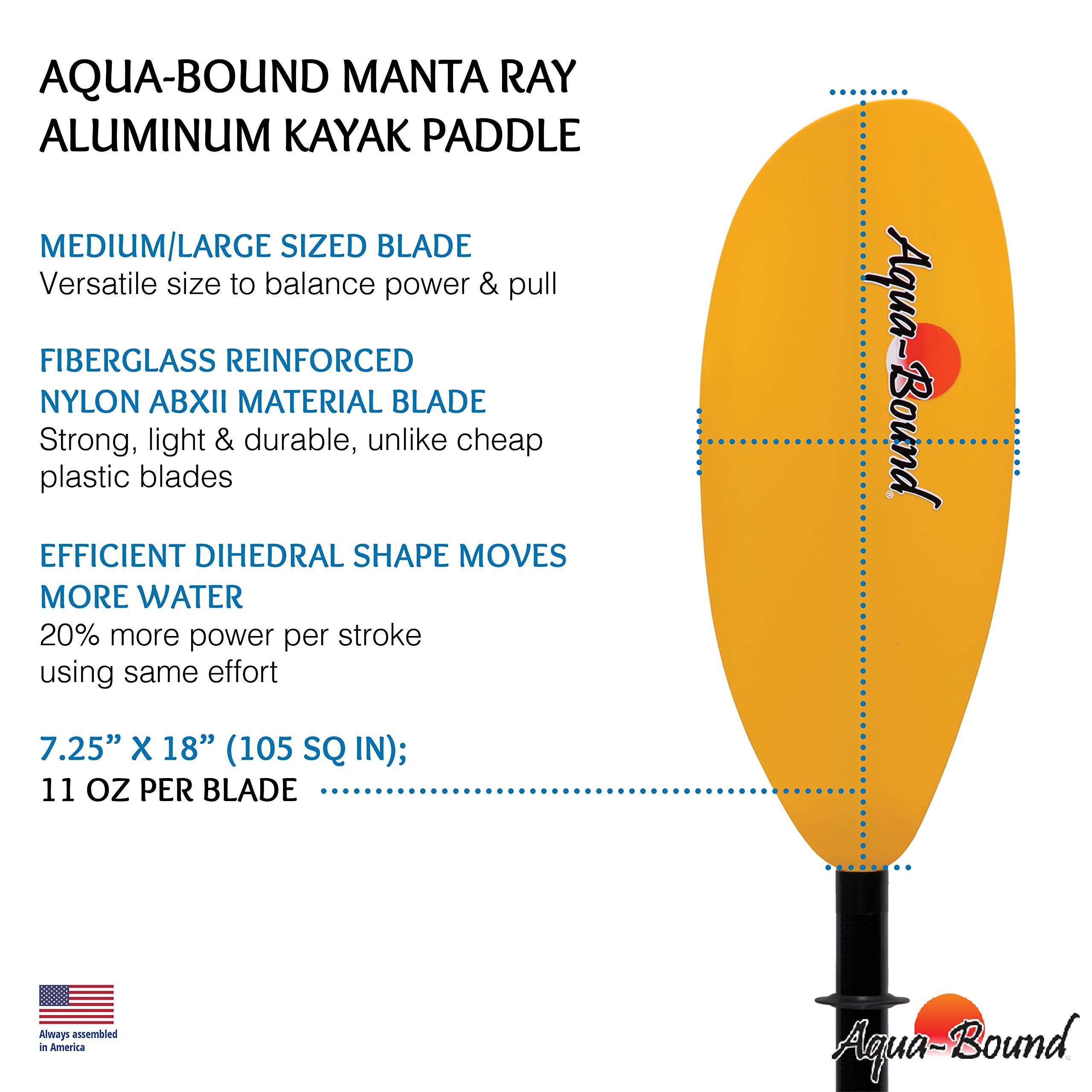 AQUA BOUND Manta Ray Aluminum 2-Piece Snap-Button Kayak Paddle