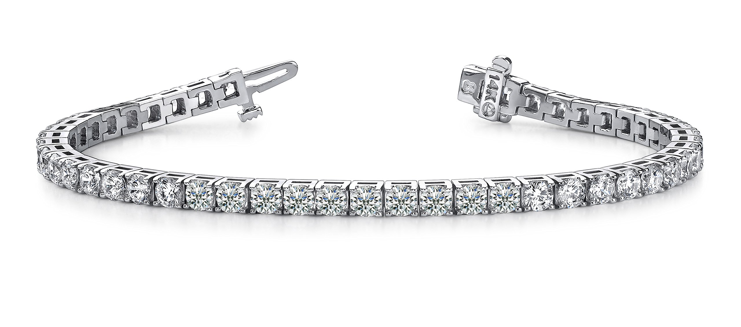 Houston Diamond District 3 Carat Classic Mined Natural Diamond Tennis Bracelet 14K White Gold Value Collection