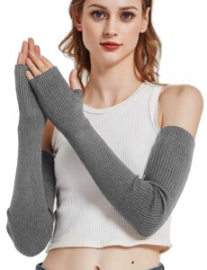 novawo wool blend warm arm warmers super soft long fingerless gloves for women