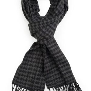 Plum Feathers Super Soft Luxurious Cashmere Feel Winter Scarf (Grey Houndstooth)