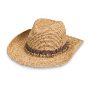 wallaroo hat company – women’s tahiti cowboy – natural fiber, wide brim with adjustable sizing for medium crown sizes – trendy and chic sun hat for casual all-season sun protection (taupe)