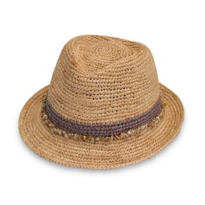 wallaroo hat company – women’s tahiti trilby fedora – natural fiber, short brim with adjustable sizing for medium crown sizes – trendy and chic sun hat for casual all-season sun protection (taupe)