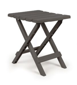 camco 51881 adirondack portable outdoor folding side table, perfect for the beach, camping, picnics, cookouts & more, weatherproof & rust resistant - charcoal