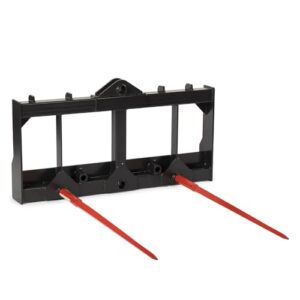 titan attachments hd skid steer hay frame attachment, two 49" hay spears, rated 4,000 lb, quick tach mounting, hay handing equipment for bobcat tractors