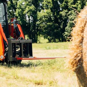 Titan Attachments HD Skid Steer Hay Frame Attachment, Two 49" Hay Spears, Rated 4,000 LB, Quick Tach Mounting, Hay Handing Equipment for Bobcat Tractors