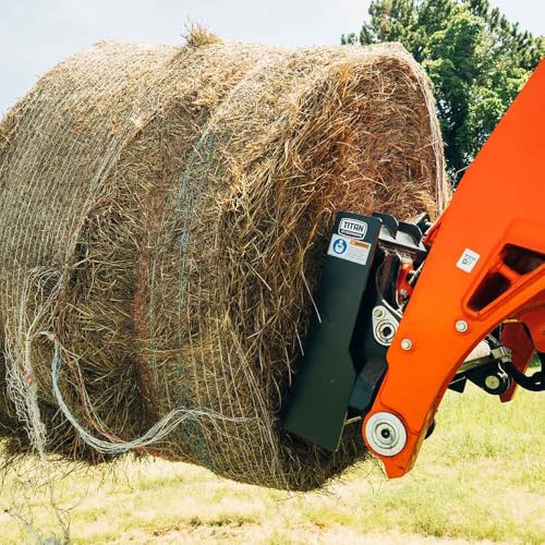 Titan Attachments HD Skid Steer Hay Frame Attachment, Two 49" Hay Spears, Rated 4,000 LB, Quick Tach Mounting, Hay Handing Equipment for Bobcat Tractors