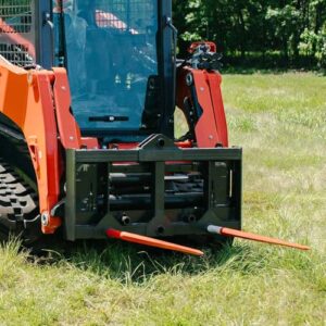 Titan Attachments HD Skid Steer Hay Frame Attachment, Two 49" Hay Spears, Rated 4,000 LB, Quick Tach Mounting, Hay Handing Equipment for Bobcat Tractors