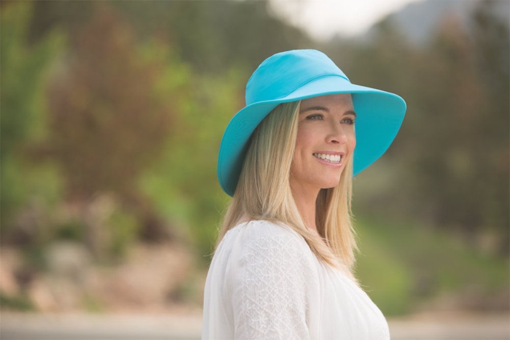 Wallaroo Hat Company – Women’s Aqua Hat – UPF 50+ Sun Protection, Packable Design Featuring a Chin Strap for Medium Crown Sizes – Water Friendly Sun Hat for Beach, Poolside and Adventures (Turquoise)