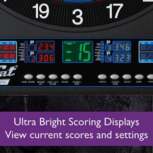 Fat Cat Electronx Electronic Dartboard Compact Size Over 35 Games with 167 Options Built-In Cabinet and Dart Storage for up to 12 Darts Auto Scoring LCD Display 8-Player Multiplayer and Soft Tip Darts