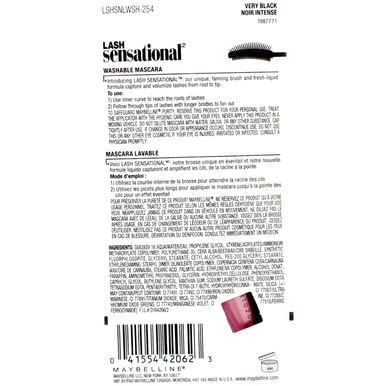 Maybelline New York Lash Sensational Mascara, Very Black [01] 0.32 oz (Pack of 2)