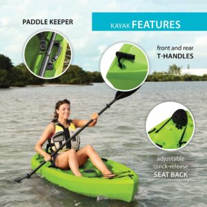 Lifetime Tioga Sit-On-Top Kayak with Paddle, Lime, 120"