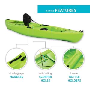 Lifetime Tioga Sit-On-Top Kayak with Paddle, Lime, 120"