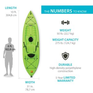 Lifetime Tioga Sit-On-Top Kayak with Paddle, Lime, 120"