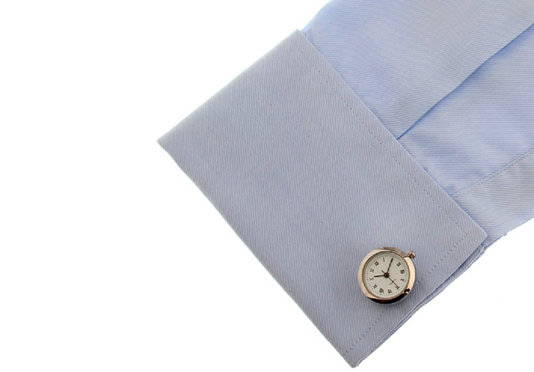 MRCUFF Real Working Watch Pair Cufflinks in a Presentation Gift Box & Polishing Cloth