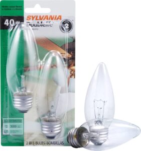 sylvania 40w b13 double life incandescent ceiling fan light bulb, medium base, 2850k, clear - 2 pack (13369)