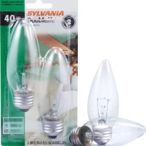 SYLVANIA 40W B13 Double Life Incandescent Ceiling Fan Light Bulb, Medium Base, 2850K, Clear - 2 Pack (13369)