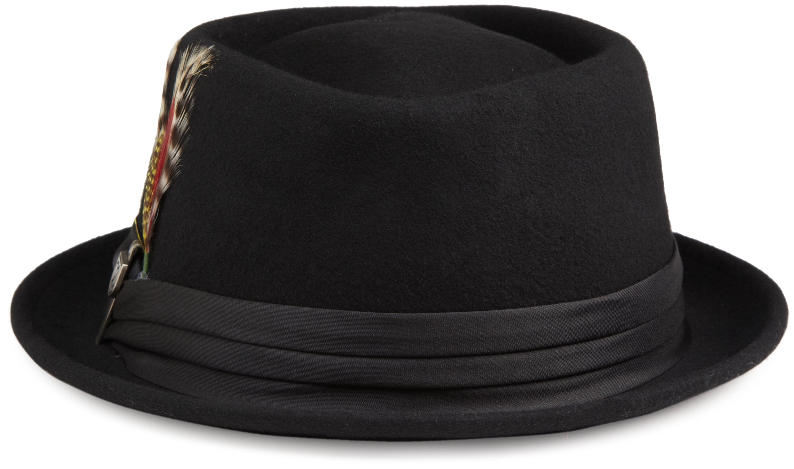 Brixton Men's Stout Short Brim Pork Pie Felt Fedora, Black/Black, Large