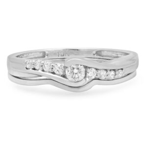 Dazzlingrock Collection 0.25 Carat (Cttw) 10k Diamond Engagement Set Ring 1/4 CT, White Gold, Size 4