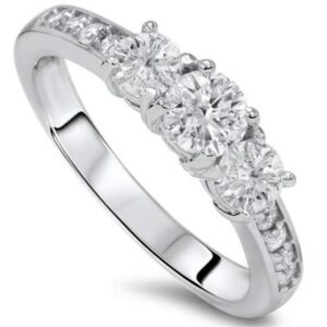 pompeii3 10k white gold diamond round-cut three stone engagement ring (1cttw)