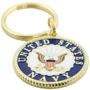 EEC, Inc. US Navy Crest Keychain Patriotic Key Rings Military Gifts Collectibles Men Women, Blue, 1 1/2"