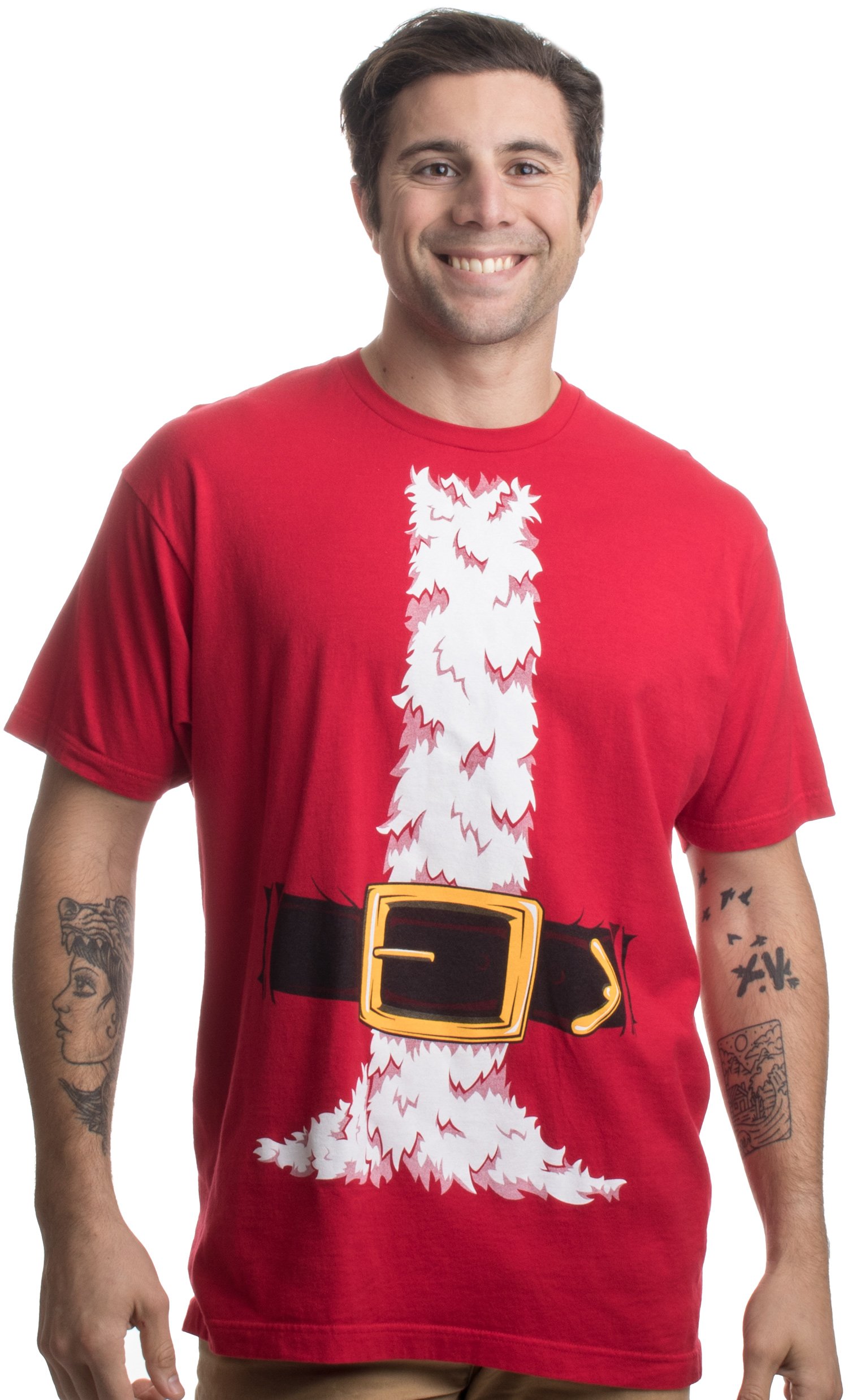 Santa Claus Costume | Jumbo Print Novelty Christmas Holiday Humor Unisex T-Shirt-Adult,XL Red