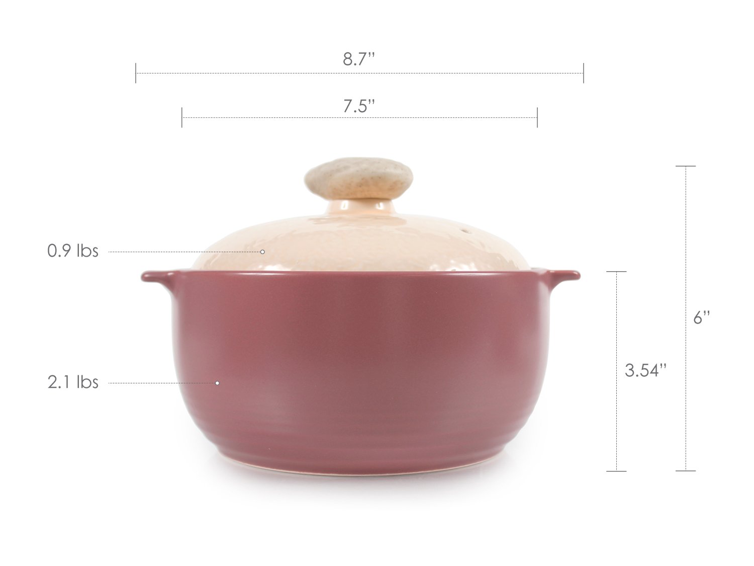 Neoflam Kiesel 1.5qt Non-Stick Ceramic Casserole Pot, Dutch Oven, Clay Pot, Stockpot for Stew, Soup, Steam, Scratch Resistant, Oven Safe, Heat Resistant, Lilac