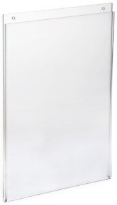 set of 10, wall mounted sign holder for 8.5x11 posters, clear acrylic, easy updating without removing the frame from the wall