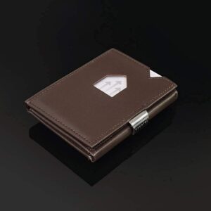 EXENTRI Trifold Wallets w/RFID in Brown - Premium Leather w/Stainless Steel Locking Clip