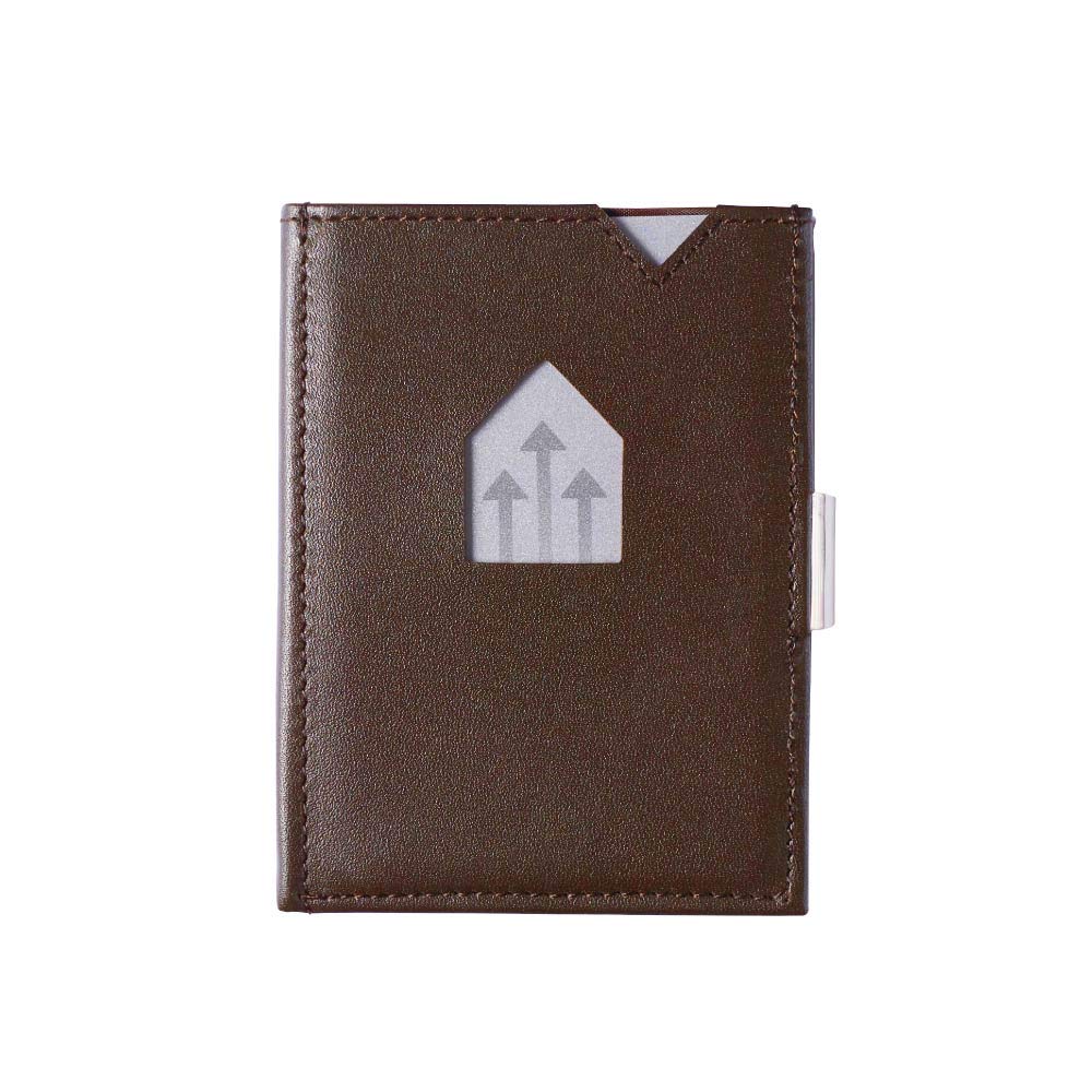 EXENTRI Trifold Wallets w/RFID in Brown - Premium Leather w/Stainless Steel Locking Clip