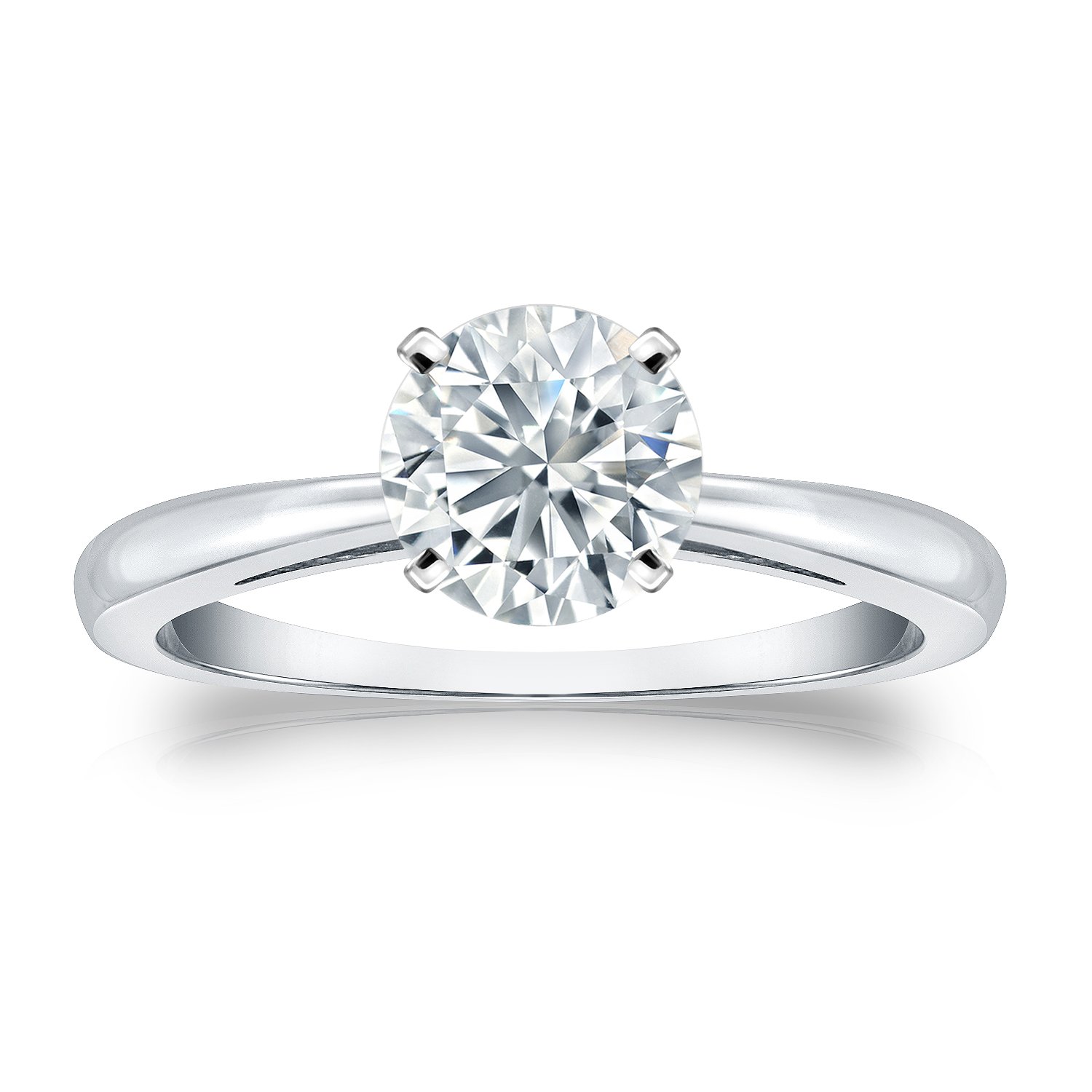 Diamond Wish 1/3 Carat Round Diamond Solitaire Engagement Ring in 14k White Gold (H-I, I1-I2, cttw) 4-Prong Set Size 7.5