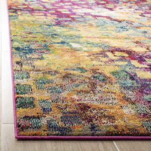 SAFAVIEH Monaco Collection Area Rug - 5'1" x 7'7", Pink & Multi, Boho Chic Abstract Watercolor Design, Non-Shedding & Easy Care, Ideal for High Traffic Areas in Living Room, Bedroom (MNC225D)