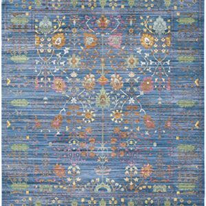 SAFAVIEH Valencia Collection Area Rug - 8' x 10', Blue & Multi, Boho Chic Distressed Design, Non-Shedding & Easy Care, Ideal for High Traffic Areas in Living Room, Bedroom (VAL108M)