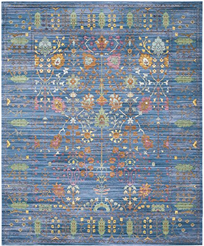 SAFAVIEH Valencia Collection Area Rug - 8' x 10', Blue & Multi, Boho Chic Distressed Design, Non-Shedding & Easy Care, Ideal for High Traffic Areas in Living Room, Bedroom (VAL108M)