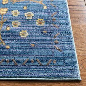 SAFAVIEH Valencia Collection Area Rug - 8' x 10', Blue & Multi, Boho Chic Distressed Design, Non-Shedding & Easy Care, Ideal for High Traffic Areas in Living Room, Bedroom (VAL108M)