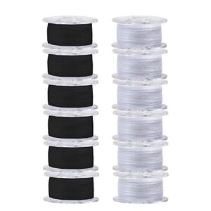 SINGER Class 15J Threaded Bobbins in Case, 12-Count, Black & White