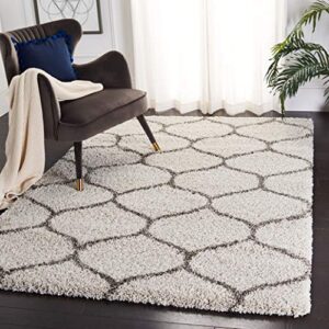 safavieh hudson shag collection area rug - 8' x 10', ivory & grey, moroccan ogee trellis design, non-shedding & easy care, 2-inch thick ideal for high traffic areas in living room, bedroom (sgh280a)