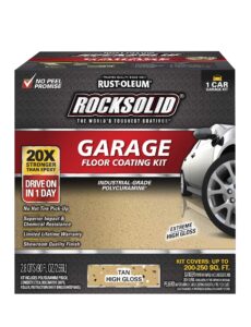 rust-oleum 60007 rocksolid polycuramine garage floor coating, tan, 1 car kit