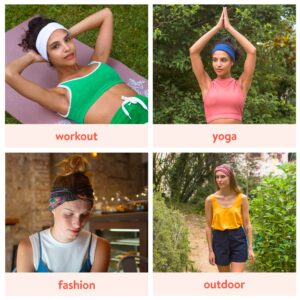 BLOM Non Slip Headbands - Wide Headbands for Women - Yoga Headbands for Women - Workout Headbands for Women - Wear for Fashion, Travel, or Running Multi Style - Gym Wrap