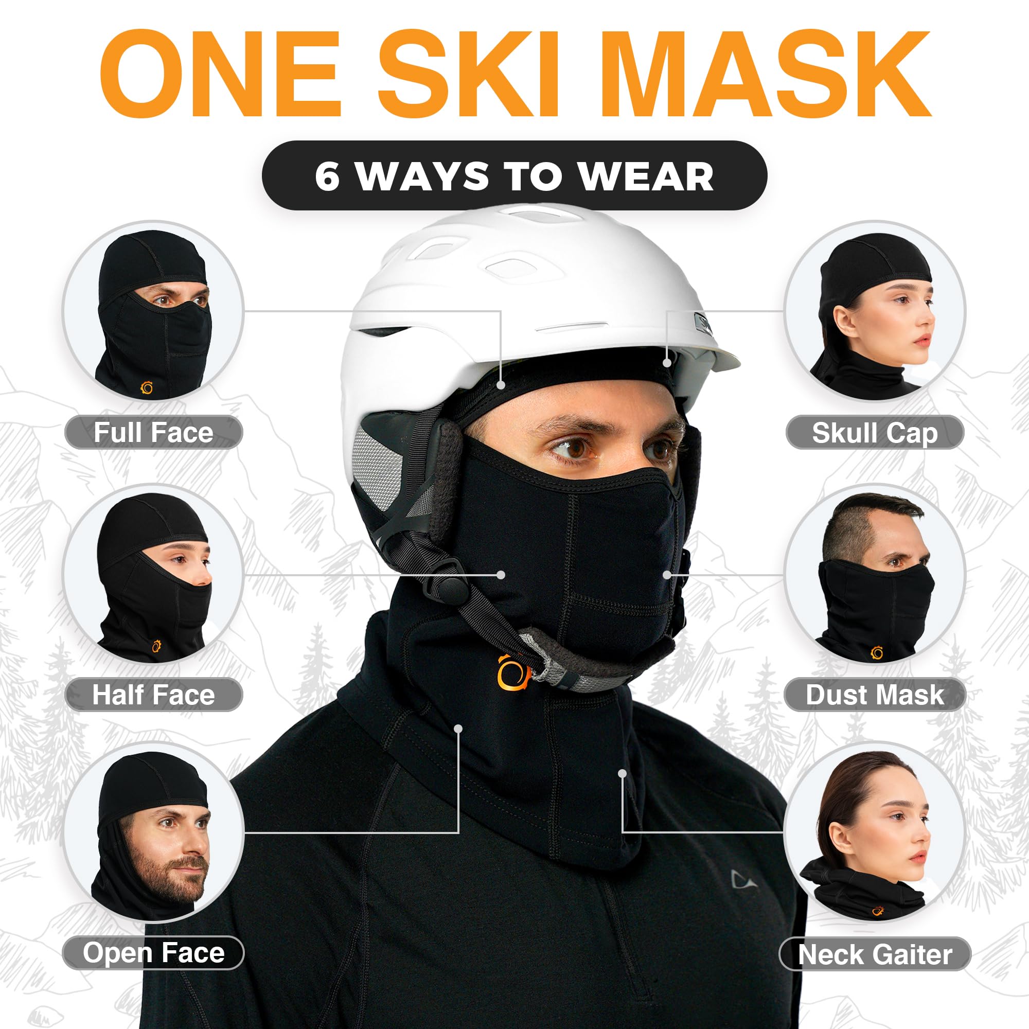 GearTOP Warm Balaclava Face Mask for Men and Women Baklava Masks for Men Winter Face Covering for Men Face Mask Ski Balaclava Ski Mask for Skiing, Snowboarding, Motorcycle, Snowmobile Black