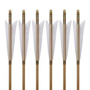 e5e10 12Pcs 33.5" Traditional European Style Wooden Arrow Color White Turkeys Feather Hunting Target Practice Arrow Outdoor Gift