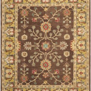 SAFAVIEH Anatolia Collection Area Rug - 9' x 12', Brown & Gold, Handmade Traditional Oriental Wool, Ideal for High Traffic Areas in Living Room, Bedroom (AN562A)