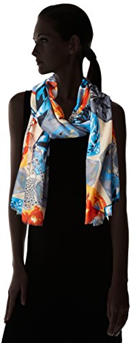 La Fiorentina Women's Gem and Skull Fringe Scarf, Orange/Multi, One Size