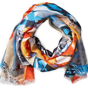 La Fiorentina Women's Gem and Skull Fringe Scarf, Orange/Multi, One Size