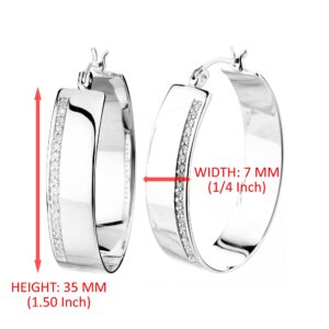 Vir Jewels 1/4 cttw Diamond Hoop Earrings .925 Sterling Silver with Rhodium Prong 1.50 Inch