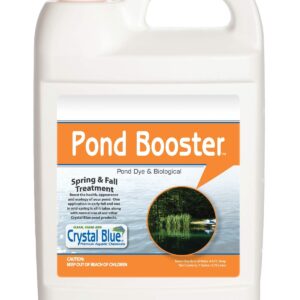 Crystal Blue Pond Booster - Crystal Blue Pond Dye & Natural Pond Cleaner Combo - Treats up to 1 Acre - Crystal Blue Water While Reducing Muck & Sludge - 1 Gallon