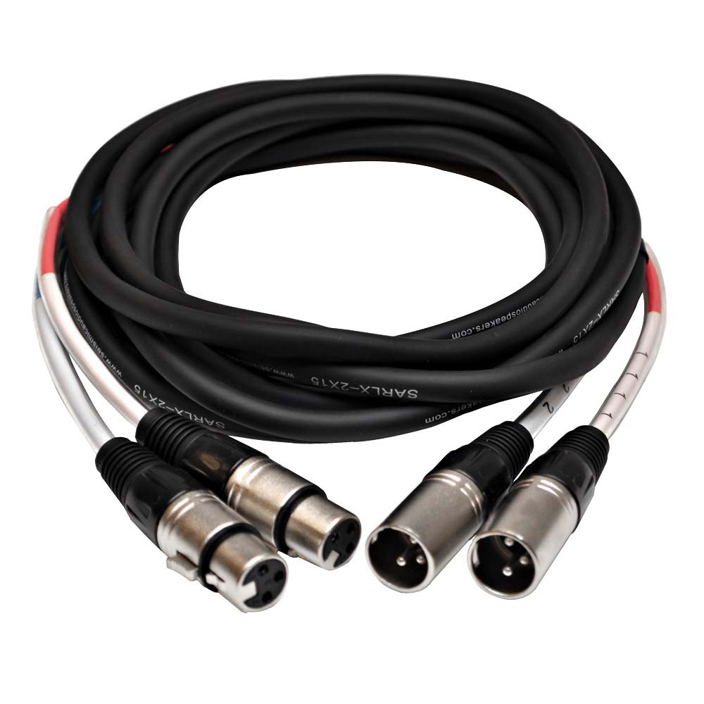 Seismic Audio - SARLX-2x15-2 Channel XLR Color Coded Mutil-Patch Snake Cable 15 Feet - Pro Audio